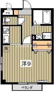 タウンハイツ島B棟(ワンルーム/2階)の間取り写真