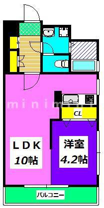 ブリスポート新屋敷(1LDK/3階)の間取り写真
