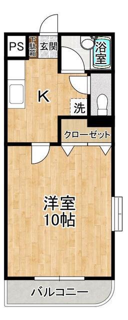 グリーンヨシエI(1K/2階)の間取り写真