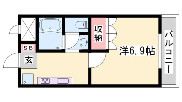 フォンテーヌ・アヴェニューI(1K/1階)の間取り写真