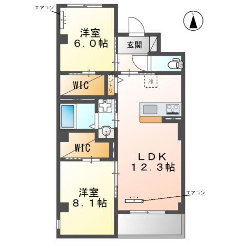 流山市駒木マンション(2LDK/2階)の間取り写真