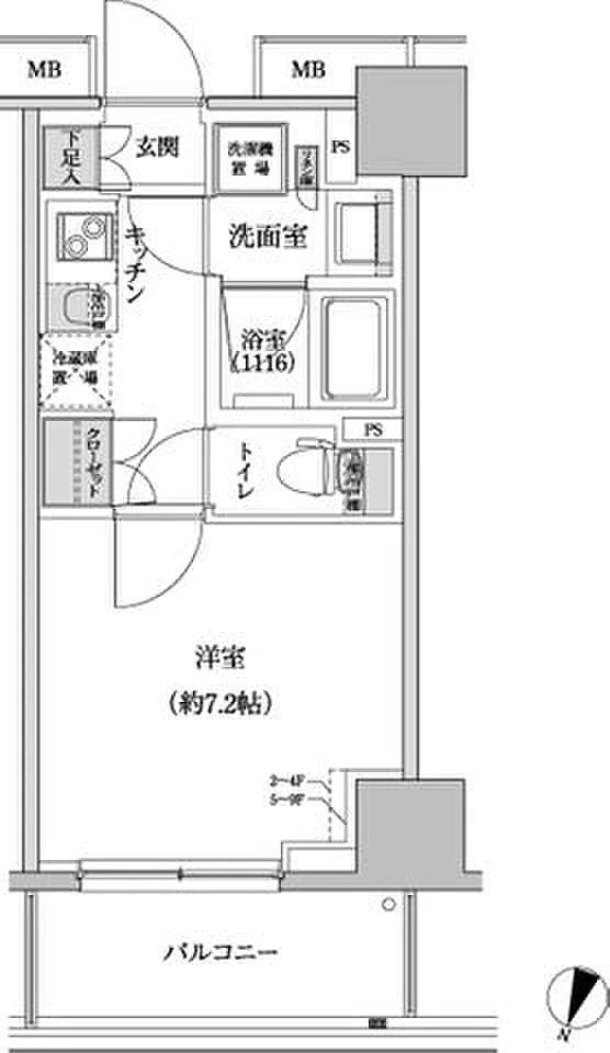 パークハビオ渋谷本町レジデンス(1K/5階)の間取り写真
