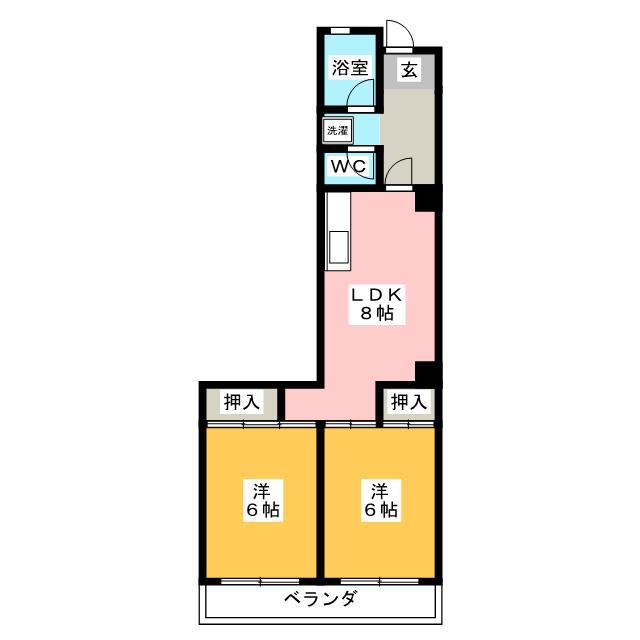丸山ハウジングセンターBD(2LDK/2階)の間取り写真