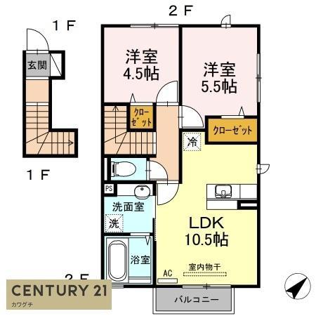 カサベルテ浜河内(2LDK/2階)の間取り写真