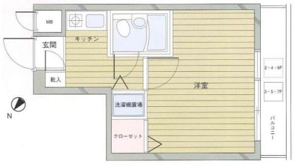 フェニックス荻窪(1K/6階)の間取り写真