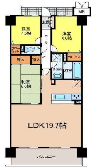 パレロワイヤル姫路駅前(3LDK/10階)の間取り写真