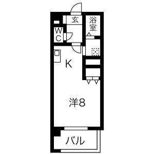 サンビレッジ白金(ワンルーム/4階)の間取り写真