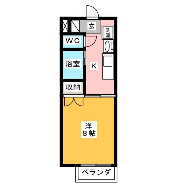 名鉄常滑線 古見駅(愛知) 徒歩16分 2階建 築21年(1K/2階)の間取り写真