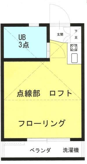 デュエットミタカ2番館(ワンルーム/2階)の間取り写真