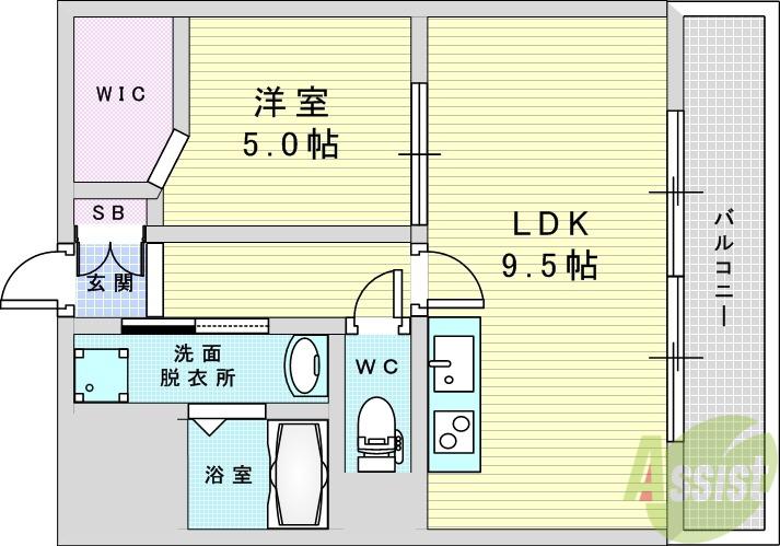 パークモダン新大阪(1LDK/4階)の間取り写真