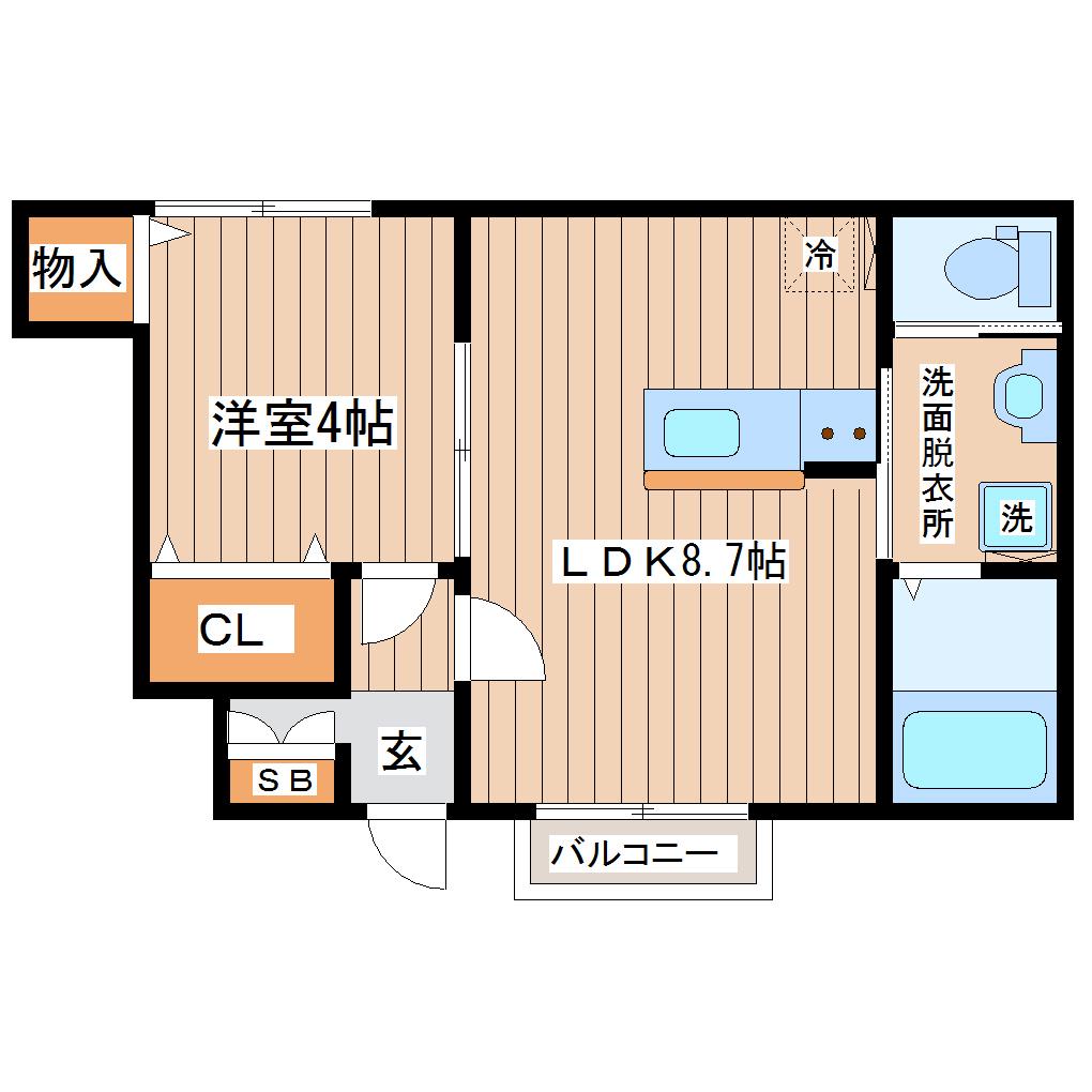 ラクラス通町(1LDK/1階)の間取り写真