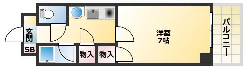 ベルハイツK(1K/1階)の間取り写真