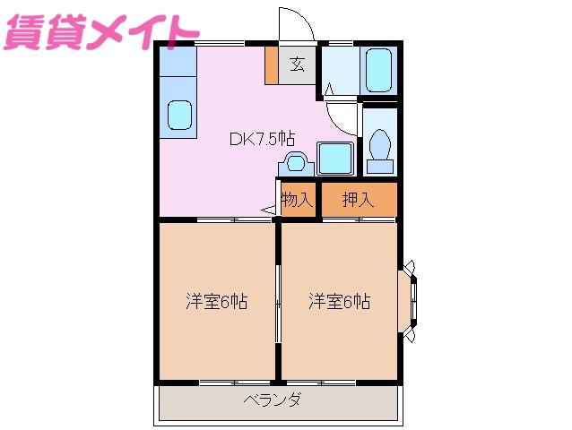 サンシティ ジェネシス(2DK/1階)の間取り写真