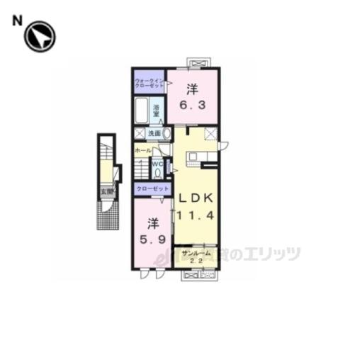 アストラルグレア1(2LDK/1階)の間取り写真
