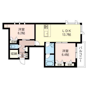 レフィアント(2LDK/3階)の間取り写真