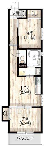 クリエオーレ庄屋Ⅱ(2LDK/2階)の間取り写真