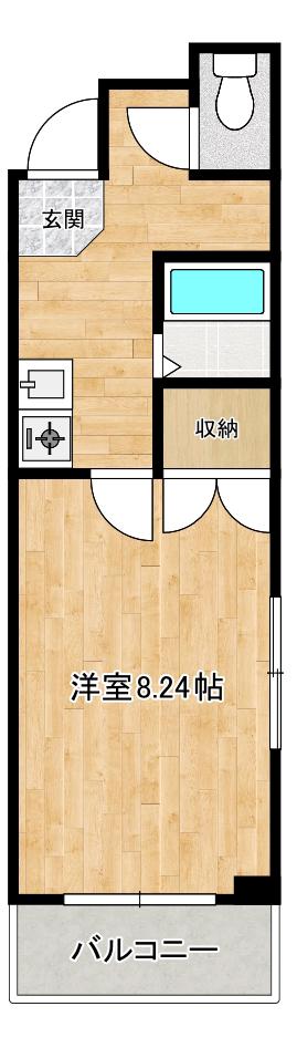 アメックス和白(1K/2階)の間取り写真