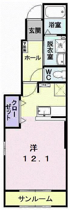 キャビンE68(ワンルーム/1階)の間取り写真