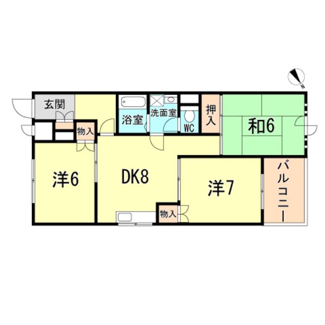 ハイツ永井(3DK/3階)の間取り写真