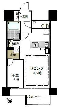 シティハウス目黒サウス(1LDK/9階)の間取り写真