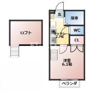 ウイスティリア本郷(1K/2階)の間取り写真