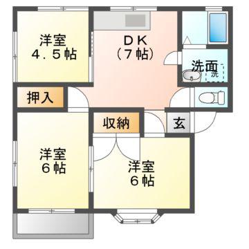 ハイツエバーグリーンC(3DK/2階)の間取り写真