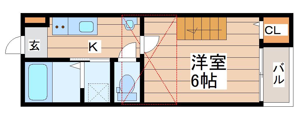 リベルテ黒松(1K/2階)の間取り写真