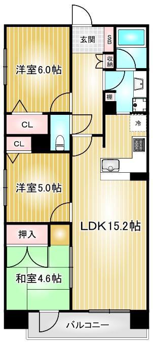 プレサンスロジェ鶴舞駅前II(3LDK/5階)の間取り写真