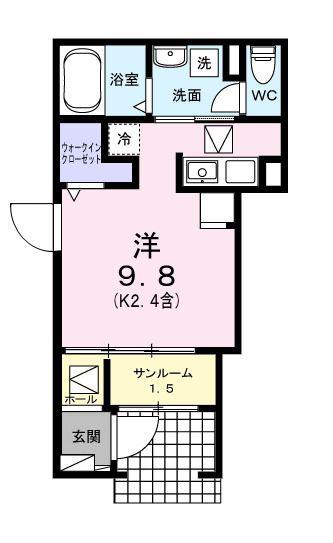 ブリュームIII(ワンルーム/1階)の間取り写真