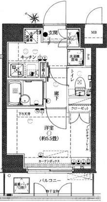 ヴェルト横濱石川町Ⅱ(1K/5階)の間取り写真