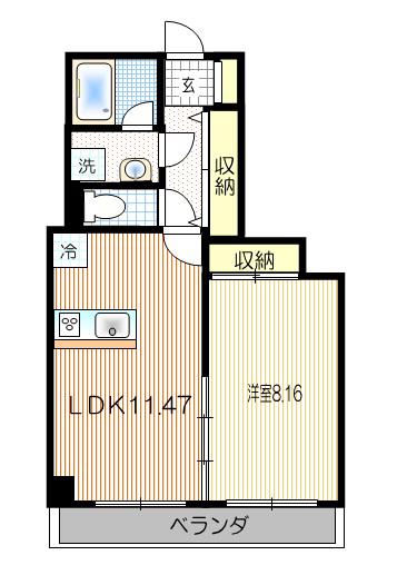 ローズパーク(1LDK/3階)の間取り写真
