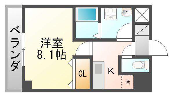 GRAZIA南河原(1K/3階)の間取り写真