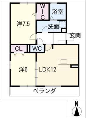 PREMIERVIOLET(2LDK/1階)の間取り写真