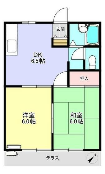 セントラル市原(2DK/1階)の間取り写真