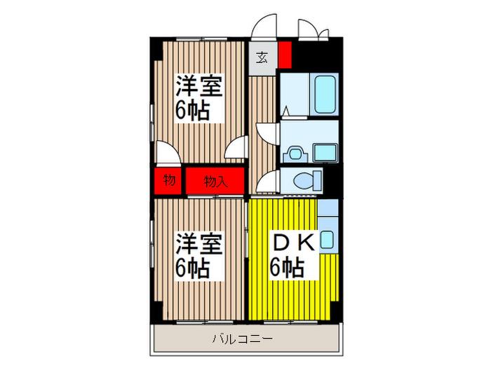 クローネ川口(2DK/1階)の間取り写真