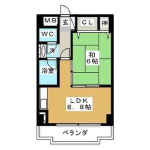 ハイム旭丘(1LDK/5階)の間取り写真