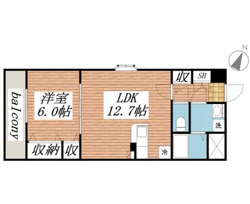 ハイムヤツ(1LDK/2階)の間取り写真