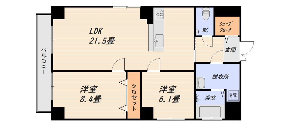 フォレストIII(2LDK/9階)の間取り写真