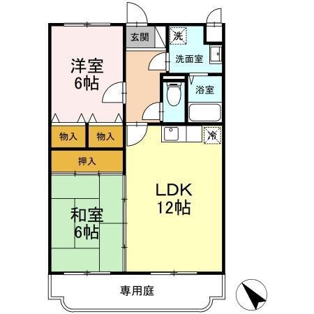 メゾンルミエール(2LDK/1階)の間取り写真