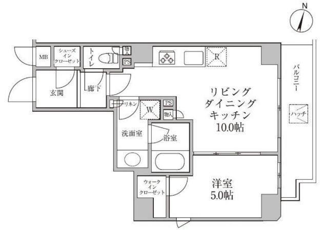 レジディア神楽坂Ⅱ(1LDK/2階)の間取り写真