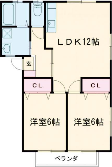 ラメゾン白岳(2LDK/2階)の間取り写真