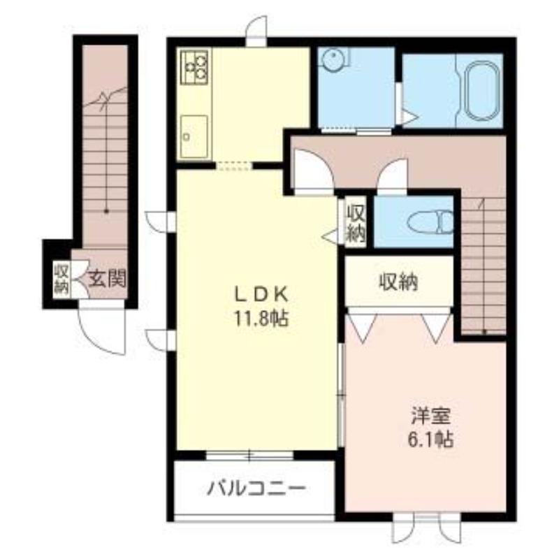 マンション鷹の巣(1LDK/2階)の間取り写真