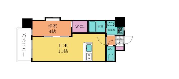 ONE PROJECT三萩野(1LDK/3階)の間取り写真