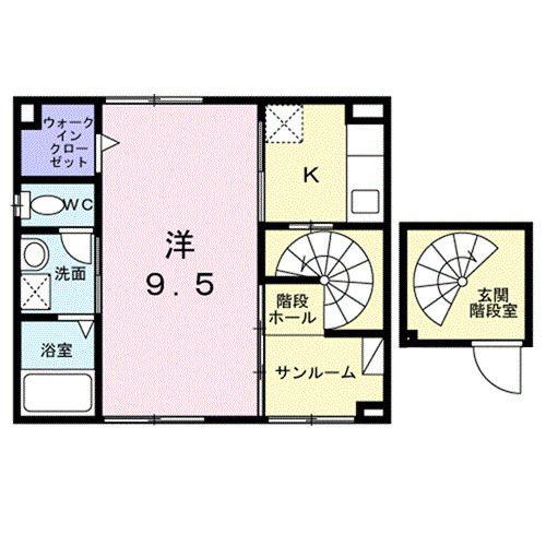 サンシャイン ヴィラ(1K/2階)の間取り写真