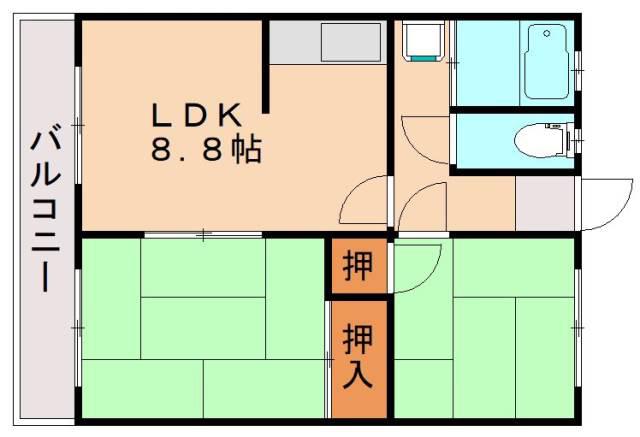 HILLS柏の森(2DK/2階)の間取り写真