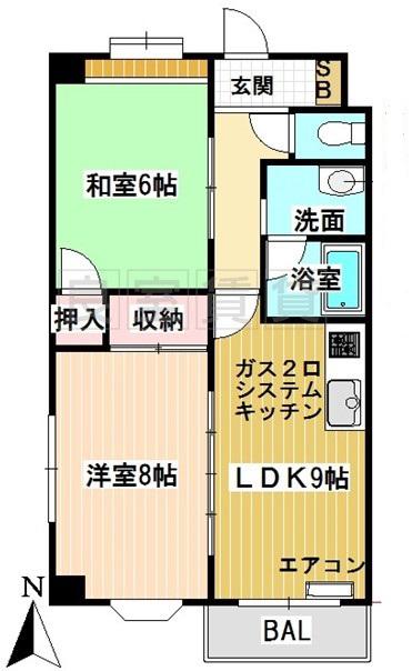 クレールモリII(2LDK/3階)の間取り写真
