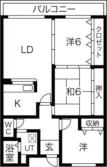 カルム千里山土井(2SLDK/2階)の間取り写真