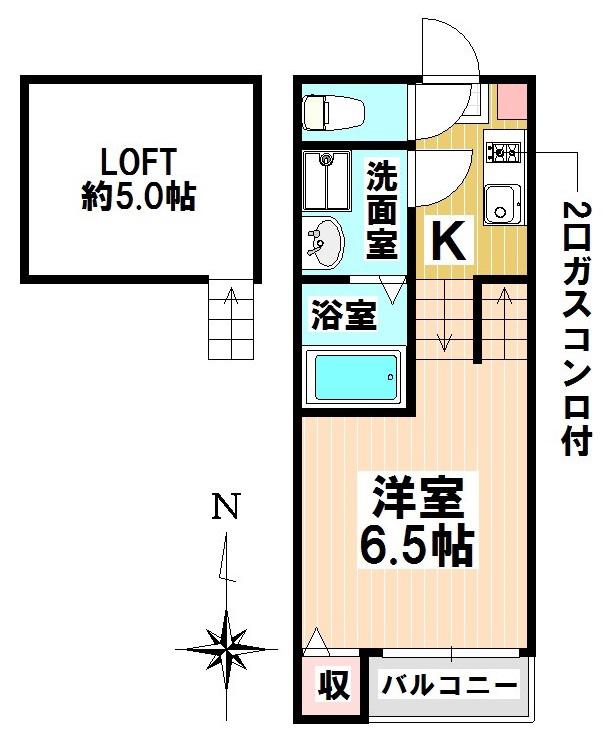 エムズコート妙音通 (ワンルーム/2階)の間取り写真