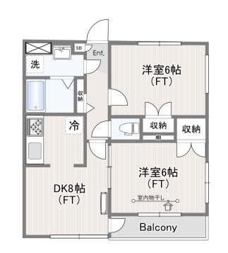 メゾンフォルテ(2DK/3階)の間取り写真