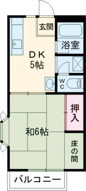 ベルメゾン(1DK/2階)の間取り写真